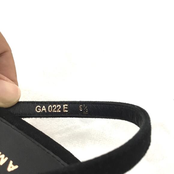 Good American Suede Strappy Heels Gold Square Toe Black Sz 6.5 - Picture 4 of 6